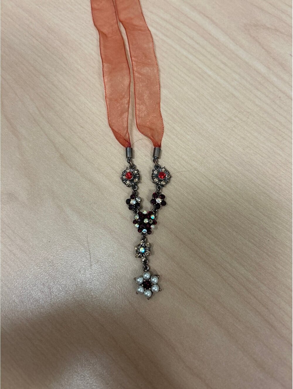 Victorian Garnet and pearl drop necklace